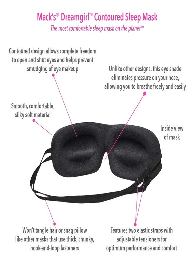 Mack's Mack’s Dreamgirl Contoured Sleep Mask – Pink, Comfortable, Adjustable, 2 Strap Eye Mask with Mack’s Dreamgirl Soft Foam Earplugs - Image 2